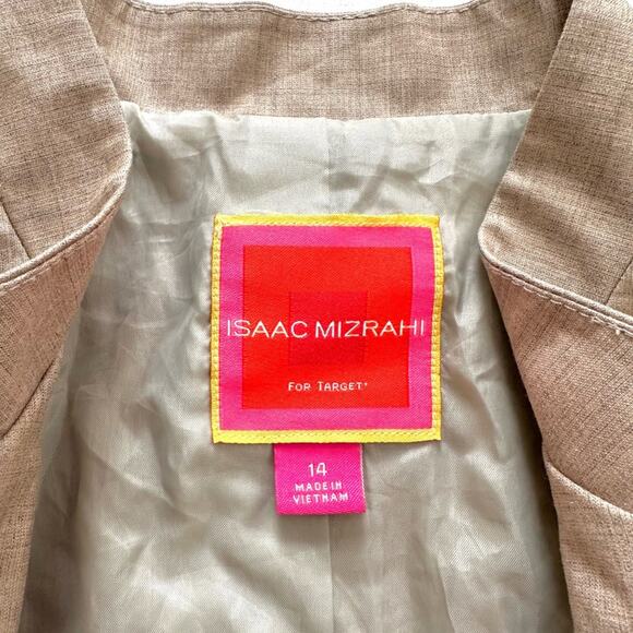 Isaac Mizrahi for Target Beige Button Front Long Sleeve Blazer Jacket Size 14 - Picture 2 of 12